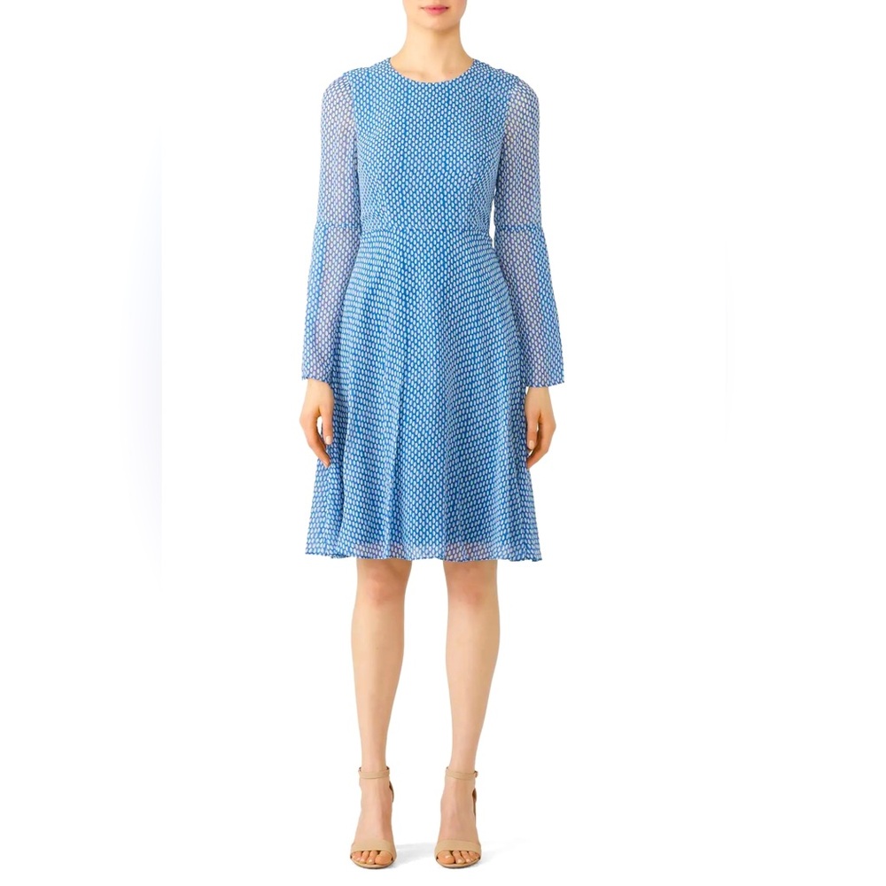 LK Bennett Blue Long Sleeve Dress